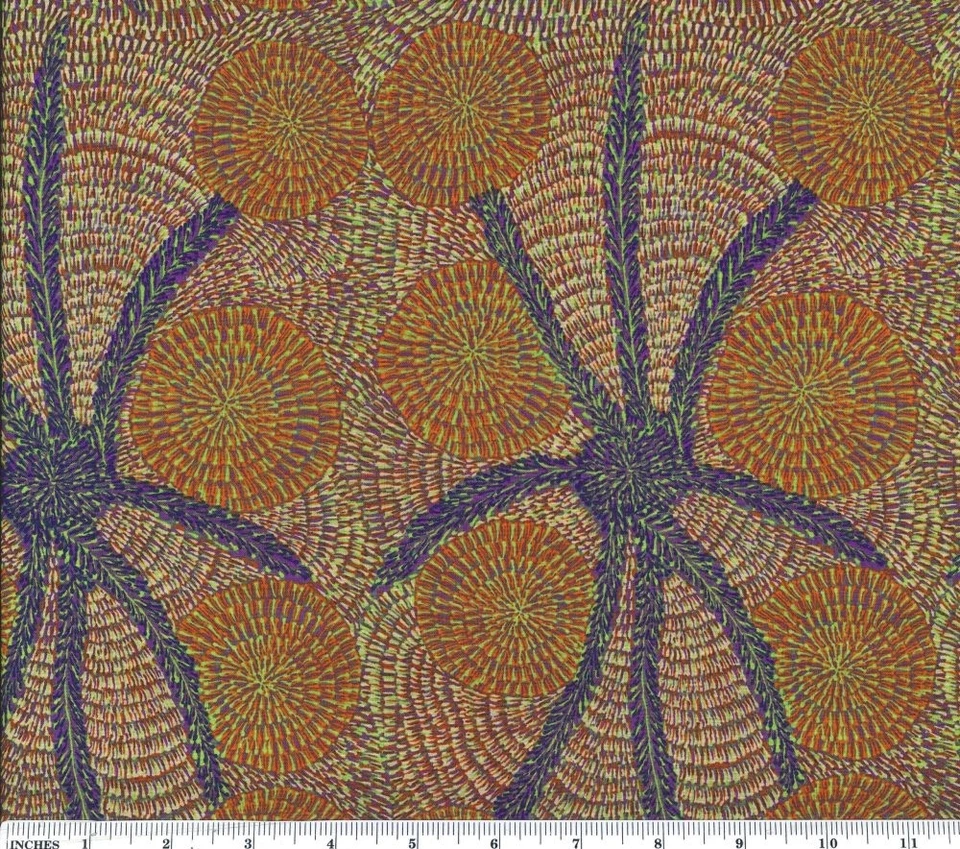 Bush Medicine with Long Stripes Navy Blue 44" fabric, Australian Aboriginal, M&S - Image 1 of 1