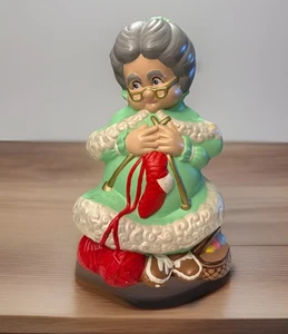 "Estatuilla vintage de molde de cerámica atlántica de 13"" de Mrs. Claus pintada a mano" - Imagen 1 de 13