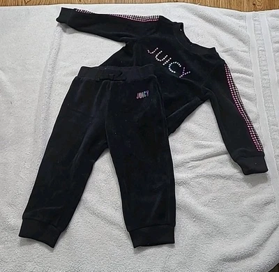 Juicy Baby Girls 18 Months 2 PC Rainbow Rhinestone Outfit Black Shirt&leggings - Image 1 of 4
