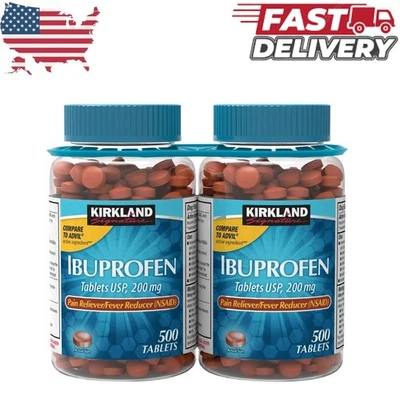 BRAND NEW 2 PACK - Kirkland Signature Ibuprofen 200 mg. 500 Tabs (Total 1000) - Image 1 of 4