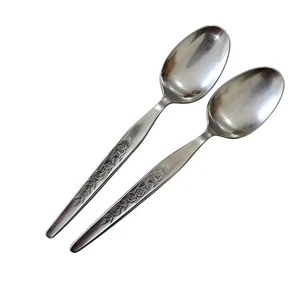 2 cucharaditas de flores vintage Elden de acero inoxidable 6" rosa mediados de siglo colonial EDL5 - Imagen 1 de 7