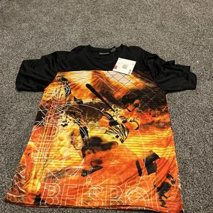 vintage no boundaries flame Baseball Player shirt Size Medium Awesome Shirt! - Picture 1 of 11