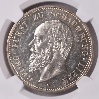 1898-A Germany Schaumburg-Lippe 27.777g Silver 0.900 - NGC MS62  - Image 1 of 3