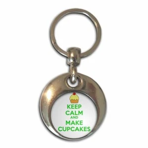 Keep Calm and Make Cupcakes runder Metall Schlüsselanhänger (37 mm x 37 mm) - Bild 1 von 2