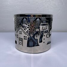 New ListingSlatkin Co Silver Metal Candle Holder Holiday House Snowman Snowflake Tree