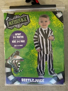 New Beetlejuice Infant Baby 3-6 Months White/black Striped Suit Costume - Picture 1 of 2