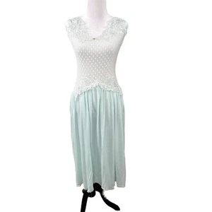 Vintage Victorias Secret Gold Crown Peignoir Nightgown Dress S Sheer Mesh Dot - Picture 1 of 9