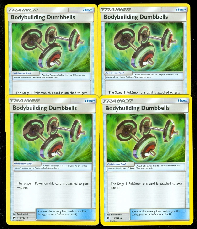 Pokemon BODYBUILDING DUMBBELLS 113/147 - Burning Shadows - MINT 4X - Image 1 of 1