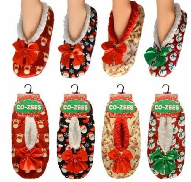 3 Packs Ladies Christmas Fluffy Slippers Women Fleece Slippers With Bow UK 4 - 7 - Image 1 of 1
