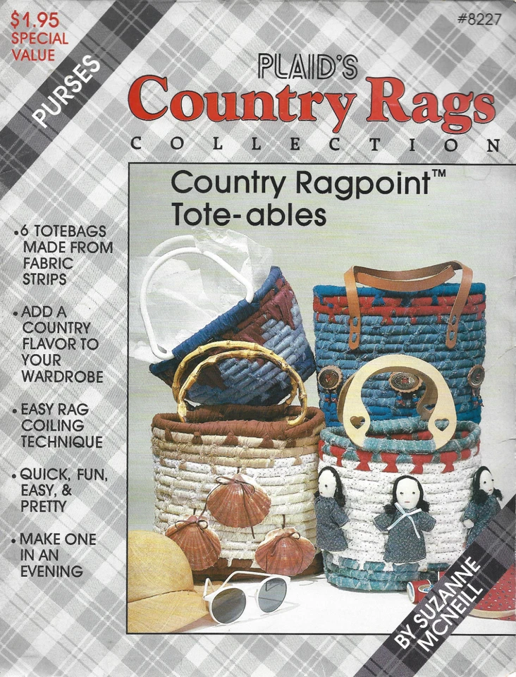 COUNTRY RAGS COLLECTION-COUNTRY RAGPOINT TOTE-ABLES 6 TOTEBAGS FABRIC STRIPS - Image 1 of 1