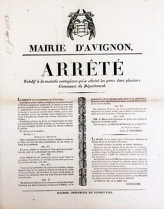 STOPP des PREFEKTEN von VAUCLUSE gegen PORCINE ENTERITE orig. Poster ent. 1823 - Bild 1 von 1