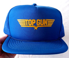 Top Gun Emblem Snapback Trucker Baseball Hat Blue Mesh RP Royal Blue/Gold VTG