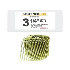 3-1/4" x .131 CLAVOS BOBINA BRITE SUAVE ALAMBRE DE 15 GRADOS 800ct | CN314131M4 - Imagen 1 de 1