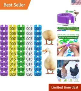 100 Durable Chicken Leg Bands - 20mm in 5 Colors for Easy Poultry Identification - Picture 1 of 10