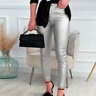 Women's Sexy Mid Waist Faux Leather Leggings Stretch Leather Pleather Pants
