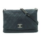 CHANEL CC SHW Chain Shoulder Bag Quilted Calfskin Leather Black