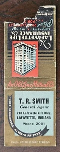 T.R. Smith The Lafayette Life Insurance Company Lafayette Indiana "Matchcover" - Picture 1 of 2