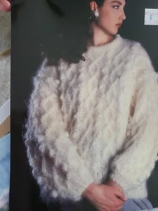 Jaeger Knitting Pattern 5550 Mohair Gold Cabled sweater 34-42 - Picture 1 of 1