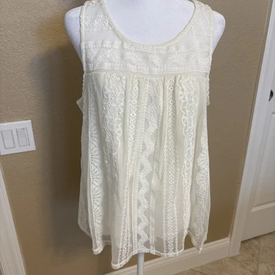 Top de encaje blanco marfil lirio, talla XL Foto 1 de 4