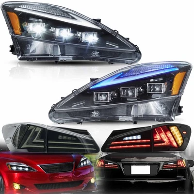 VLAND LED Scheinwerfer & Getönte Rückleuchten für Lexus IS250 2006-2012 2Sets - Bild 1 von 4