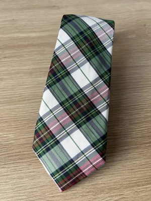 Chaps Green, White, Red, Blue Plaid 100% Silk Designer Tie - Image 1 of 4