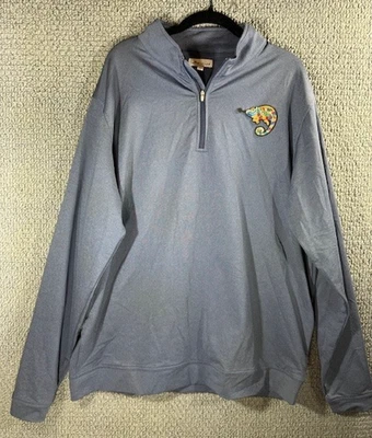 Peter Millar Quarter-Zip Pullover Navy Long Sleeve Golf Shirt /  Chameleon/ XL - Image 1 of 4