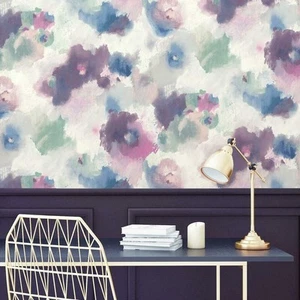 RMK11079WP Impressionist Pink and Blue Floral Peel and Stick Wallpaper, 20.5"... - Picture 1 of 12