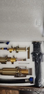 TrustMI 12-058BG 2-Handle 8 in. Widespread Gold Bathroom Faucet -Pop Up drain - Picture 1 of 7