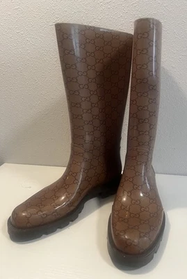 Gucci Boots Rainboots 39 GG Monogram Rain Boots US 9 Fits 8-9  - Image 1 of 4