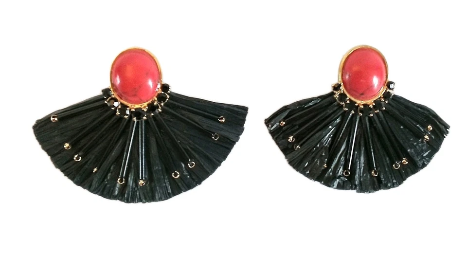 Pendientes perforados Kate Spade Fiesta con flecos negros y rojos Foto 1 de 3