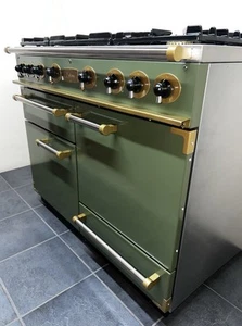 FALCON 110 CM 211/GEO🔥DUAL FUEL⚡️RANGE COOKER IN OLIVE GREEN & BRASS. - Picture 1 of 15