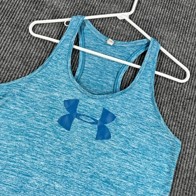 Under Armour Shirt Womens Medium Blue Racerback Tank HeatGear Athletic Gym Top - Image 1 of 4