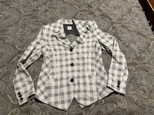 Cabi Valentina Blazer 5292 Plaid Button Checked Jacket Gray Knit Sz 4 - Picture 1 of 6