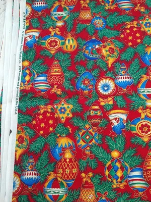 VIP Cranston Printworks Fabric Ornaments Christmas 17" x 45 Red Holiday Gold - Image 1 of 4