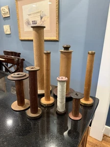 "8 carretes industriales antiguos/vintage de madera ~ varios tamaños 5""-16""" - Imagen 1 de 3
