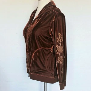 Diane Gilman Jacket Coat NEW Brown Copper Velour Applique Gold Rose Designs 1X - Picture 1 of 12