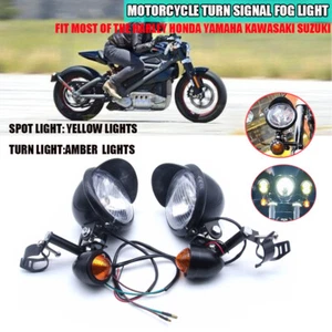 Motorcycle Turn Signal Driving Spot Lights Bar Fog Lamp Set Hardware For Harley - Picture 1 of 9