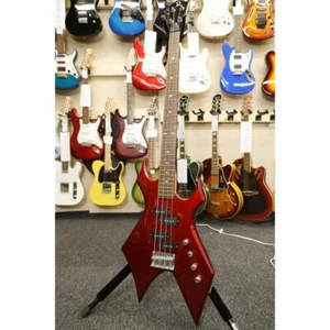 Used B.C.Rich WARLOCK Bass PP Red Aggressive Shape Bass Guitar - Picture 1 of 10