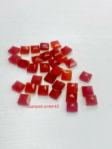 Red Onxy Faceted Square Cut 4x4 MM Calibrated Size Loose Gemstone E - Picture 1 of 7