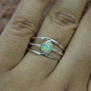 Precioso Ópalo de Fuego Anillo 925 Plata Ley Mujer Delicado Regalo Cumpleaños - Imagen 1 de 8