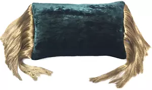 Anke Drechsel Pillow PLAIN Silver METAL LONG Fringe Teal Silk Velvet Kissen Grün - Bild 1 von 18
