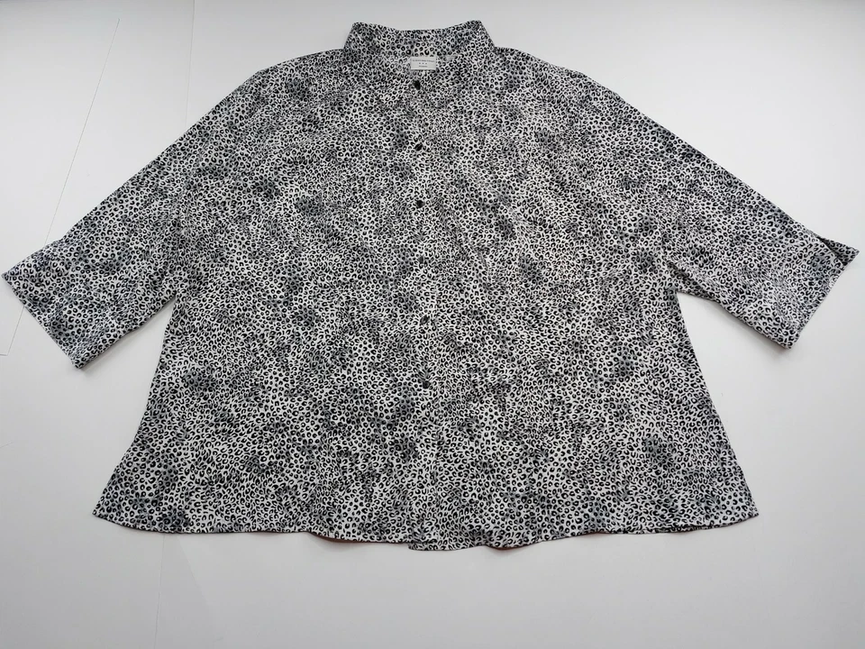Camisa mujer Covington talla grande 24-26 botones estampado animal leopardo cebra Foto 1 de 4