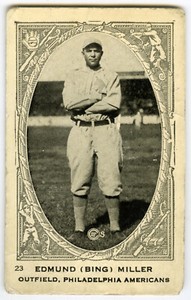 1922 Neilson’s Chocolate V61 Type 1 Edmund Bing Miller Philadelphia Athletics