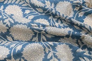 5 Yards Cotton Voile Hand Block Print Fabric Natural Dyes Sanganer Indian Fabric - Picture 1 of 3