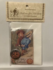 Turn-Of-The-Century HALLOWEEN Greeting Card, Button Pin, & Envelope SEALED - Picture 1 of 3