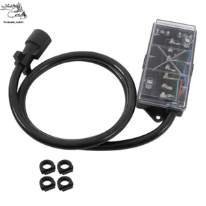 Black 7 Way Trailer Cable 6FT W/ 7 Pin Plug & 7 Gang Junction Box For RV Trailer - Picture 1 of 12