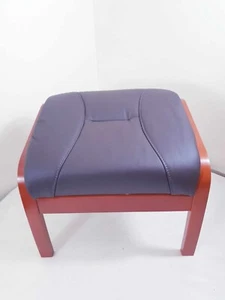 Brown Leather Vintage Retro 80's 90's Pouf Foot Stool  - Picture 1 of 11