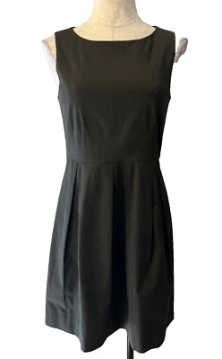 THEORY Dress 6 Gray Pinstripe A Line Pockets Cotton Blend Sleeveless Cotton Wool - Image 1 of 4
