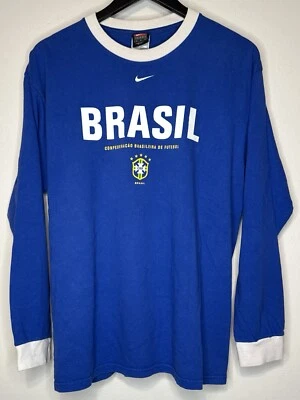 Vintage Nike Brazil Ronaldinho #10 Center Swoosh T Shirt Size M Soccer Futbol - Image 1 of 4