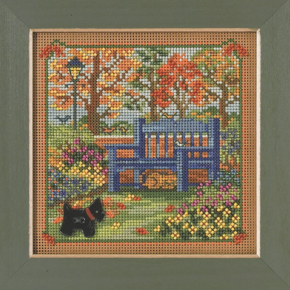 MILL HILL Buttons Beads Kit Counted Cross Stitch AUTUMN BENCH MH14-2223